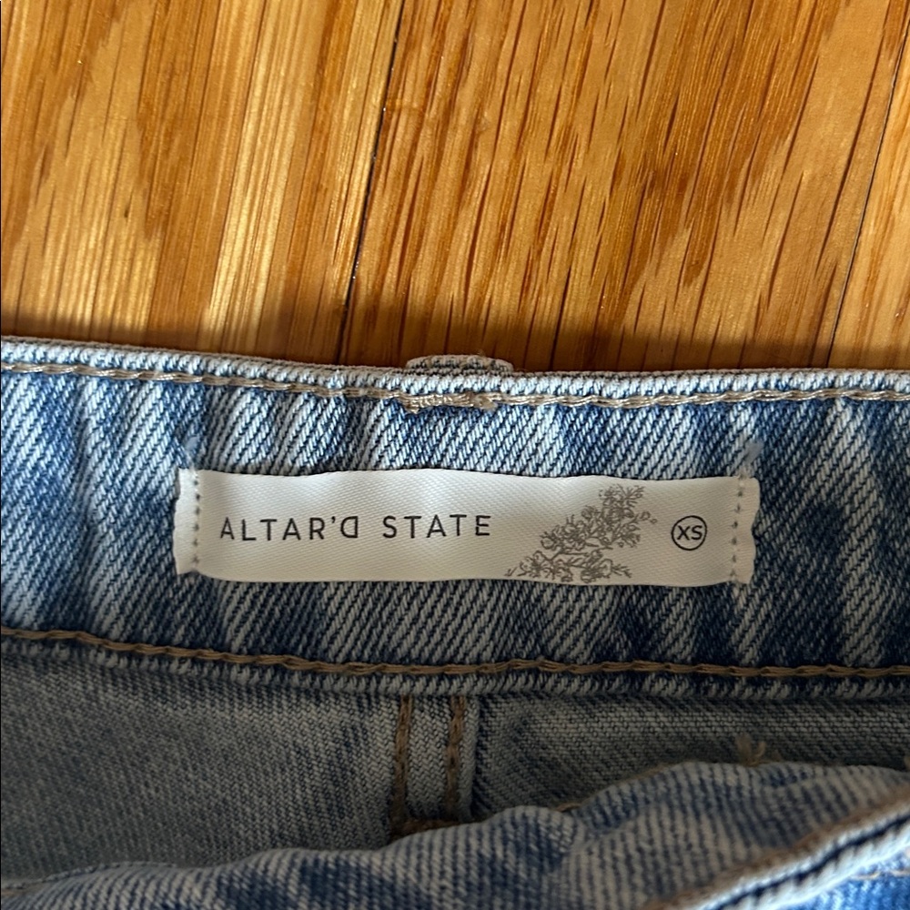 Altar'd State Light Blue Distressed Denim Cutoff Shorts - Picture 3 of 8